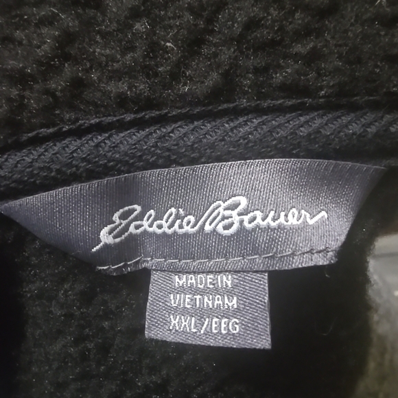 Men's Eddie Bauer Black and Heathered Gray Fleece 1/4 Zip Sweater, Sz XXl - Picture 2 of 5